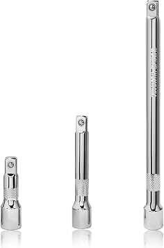3pcs 1/2 Inch Drive Extension Bar, Wobble Socket Extension Bar Set 3, 5, and 10 Inch Long, Chrome Vanadium Steel, for Extra Reach in Automotive & Maintenance Work