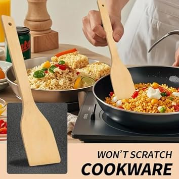 AEE® 5-Piece Large Size Natural Bamboo Spoon Spatula Kitchen Wooden Spoon Set 30cm