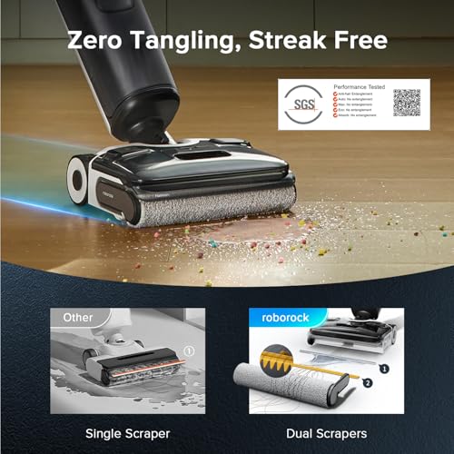 Image of roborock F25 ACE Cordless Wet Dry Vacuum Cleaner, Vacuum Mop All in One for Hard Floor, 20000Pa Hardwood Floor Cleaner with Zero Tangle, 194F Hot Air Flash Drying Electric Mop, 180 Lie Flat, WiFi