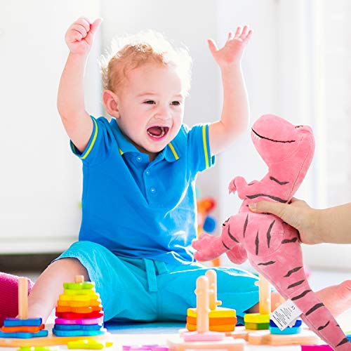 Zooawa Bed Time Stuffed Animal Toys, Cute Soft Plush T-Rex Tyrannosaurus Dinosaur Figure - Pink - Thumbnail 6