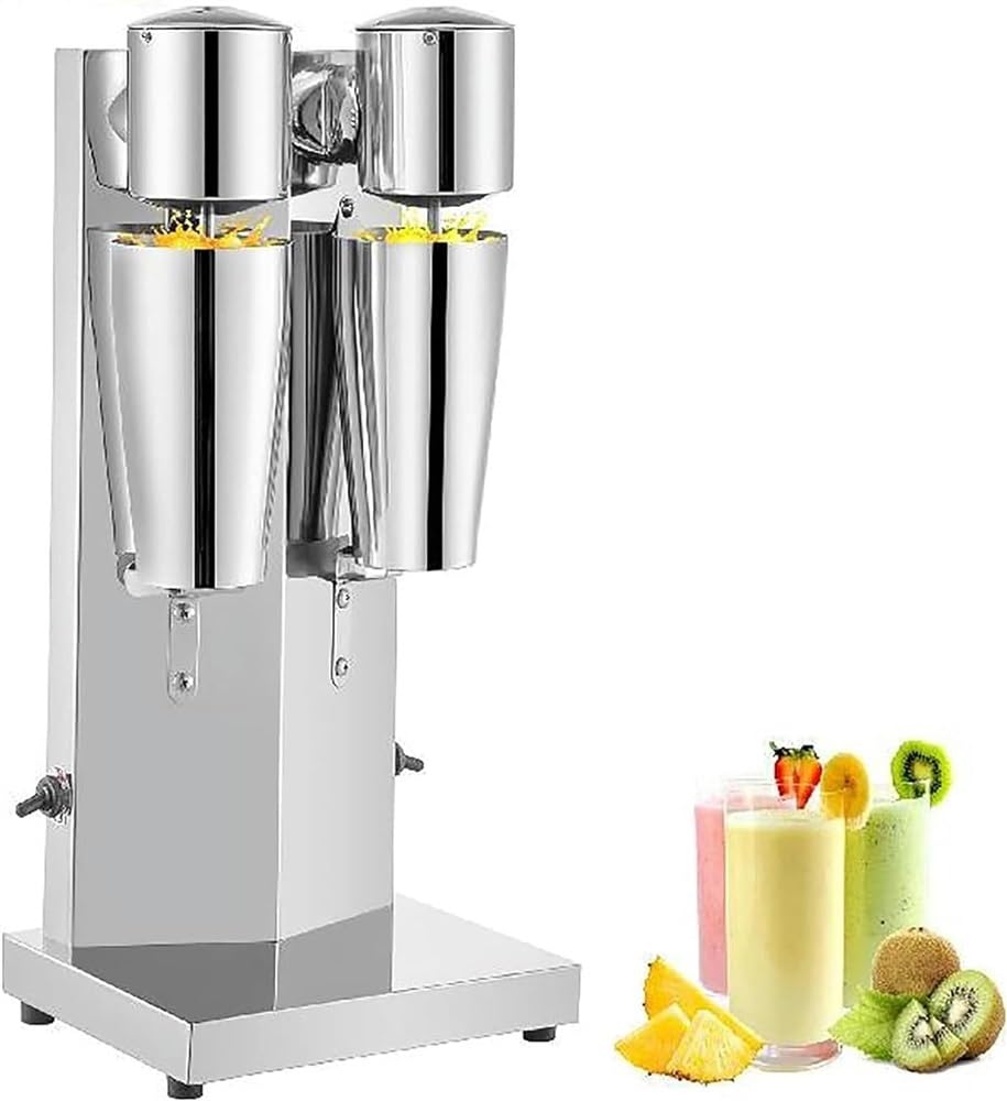 Máquina eléctrica de batido de leche, cabezales dobles de acero inoxidable, capacidad de 800 ml, mezclador de alta velocidad de 18000 RPM para bebidas, batidos, té Boba, uso comercial
