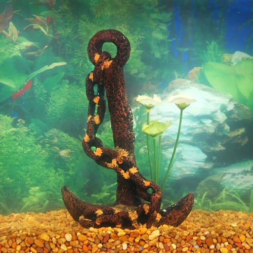 Penn-Plax Deco-Replica Anchor with Faux Silk Plant Aquarium Decoration, Medium (RR801) by Penn-Plax - Image 2