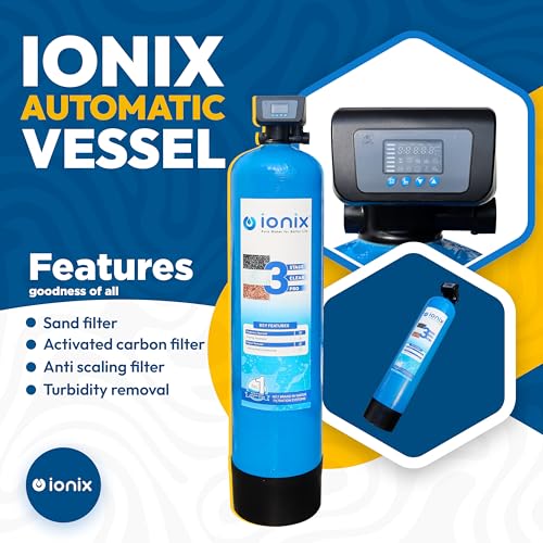 Image of Ionix Clear Pro - Automatic Self-Cleaning 3-Stage Water Treatment System | 13 inchx54 inch Compact Design | Fit & Forget | Works on Sediment, Hardness, Scaling, and Turbidity
