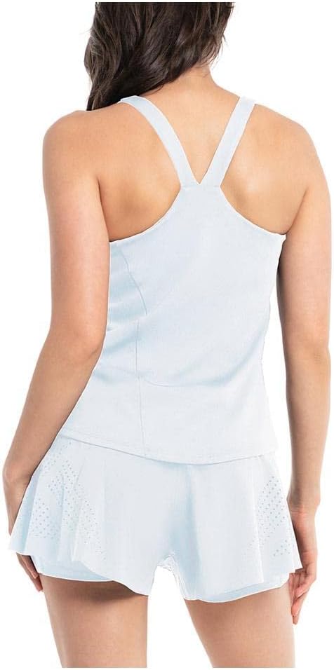 Lucky In Love Women`s Uptempo Tennis Tank with Bra White