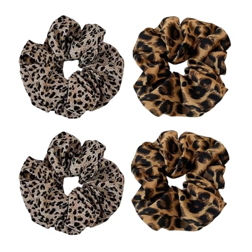 4 Pack Jumbo Scrunchies for Women Leopard Oversized Scrunchies fo...