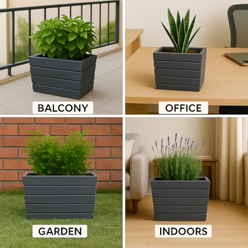 Image of Bigsmall Designed Plant Pots, Premium Durable Polymer Flower Pots for Indoor & Outdoor Plants - Lightweight, Stylish, and Weather-Resistant Garden Planters (Iris-Grey Marble, 14 Inch)