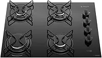 Cooktop 4 Bocas Preto Mesa de Vidro Atlas Agile Up Mega Chama Bivolt