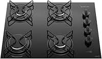 Cooktop 4 Bocas Preto Mesa de Vidro Atlas Agile Up Mega Chama Bivolt