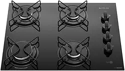 Cooktop 4 Bocas Preto Mesa de Vidro Atlas Agile Up Mega Chama Bivolt