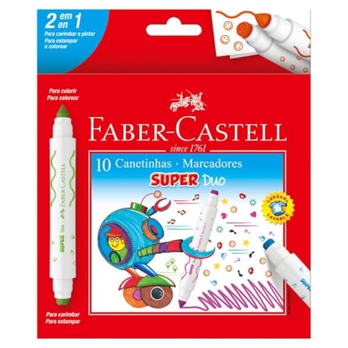 HIDROGRAFICA 2 PONTAS SUPER DUO, Faber-Castell, DUO150610, Multicor