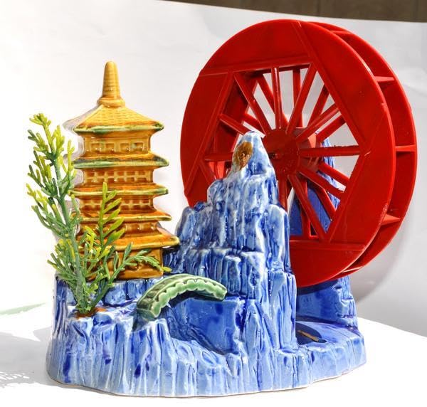 Amazon.co.jp: 昔懐かしい陶器の水中アクセサリー 五重塔水車 超特大