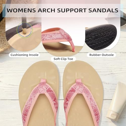 Image of Orkii Womens Plantar Fasciitis Feet Sandals, Best Orthotic Flip Flops With Arch Support, Comfortable Walking Sandals