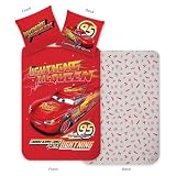 Disney Cars Komplet pościeli na łóżko juniorskie, poszewka na kołdrę 100 x 135 cm, poszewka na poduszkę 40 x 60 cm, 100% bawełna, miękka i oddychająca pościel do łóżeczka dziecięcego, zestaw pościeli