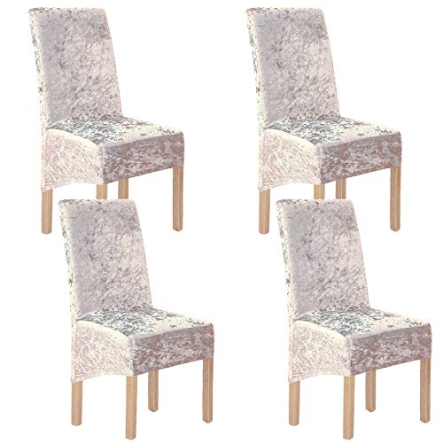 Terciopelo triturado 2/4/6 piezas XL Fundas para sillas para sillas de comedor, fundas para sillas para comedor Banquete de boda Decoración para fiestas (4 Pack(XL),Luz de oro-G)