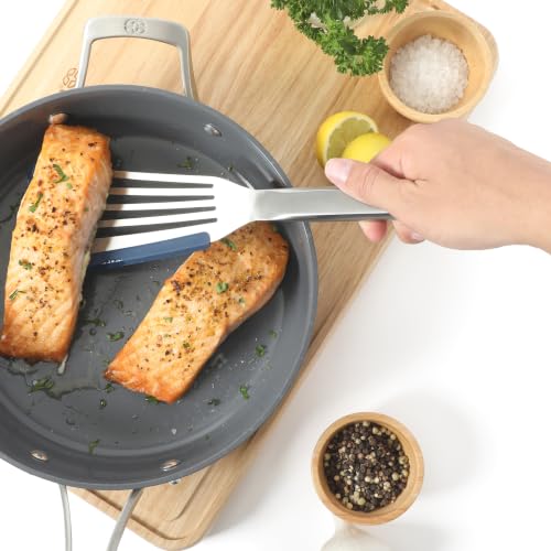 Image of Calphalon Prime Slotted Turner, Kitchen Flipping Spatula, Slotted Fish Turner, Stainless Steel Slotted Spatula Heat-Resistant, Durable Kitchen Tool for Cooking, Flipping Fish and Serving