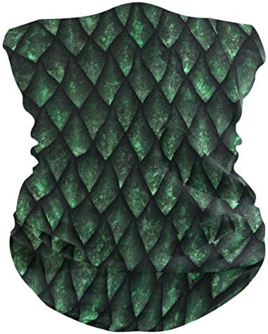 GOODOLD Green Dragon Scales Face Mask Bandana Droplet Dust Wind UV Sun, Neck Gaiter Tube Mask Headwear, Motorcycle Face Mask for Women Men Face Scarf