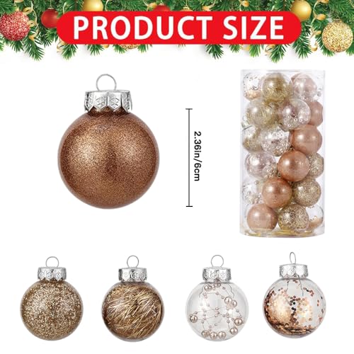 Garvee 30 Pcs Christmas Ball Ornaments, 2.36 Inch/6 Cm Shatterproof Christmas Tree Balls for Holiday Wedding Party Decoration, Gold