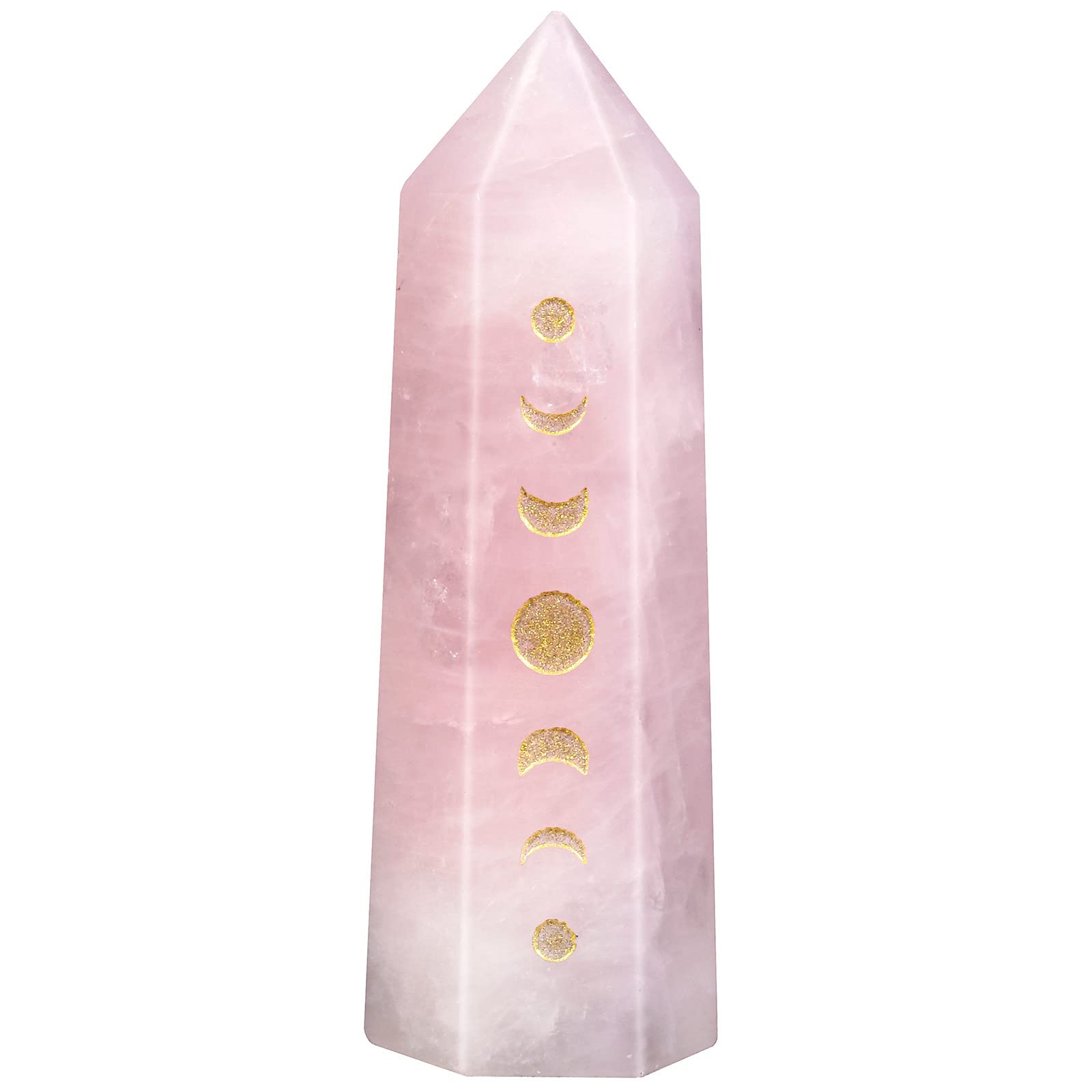 Pierre de poche hexagonale éclipse lunaire en quartz rose pour rituel Reiki