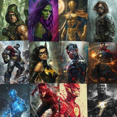Image of Wallgasm Superheroes Poster Set - 54 Posters, 4 x 6 Inches - Set for Bedroom: Superman, Batman, Spiderman, Avengers