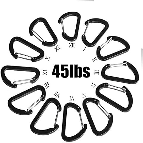 ABCOOL 12PCS Keychain Clips Mini Small Carabiner - 1 5/8inch Aluminum Durable Quick Release Auto Locking D-Shape Spring Loaded Wire Gate Clip for Home Rv Camping Fishing Hiking Traveling Sports Cover