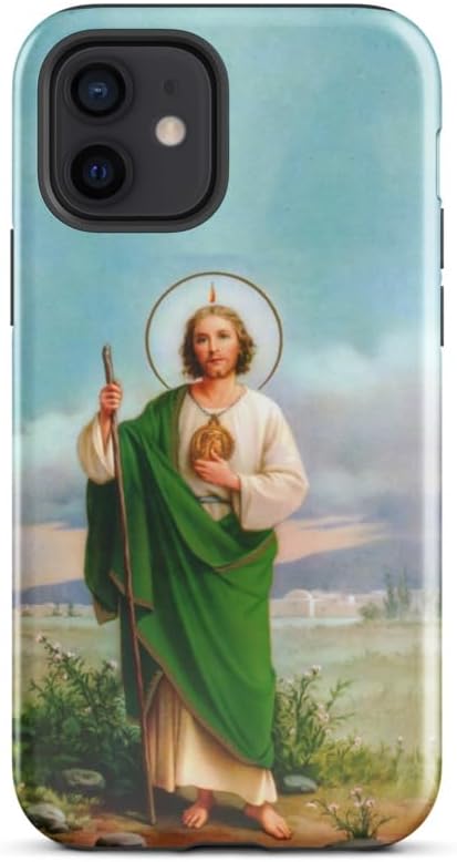 San Judas Tough Case Compatible with iPhone Dual-Layer Protection Matte 3D Wrap (iPhone 12)