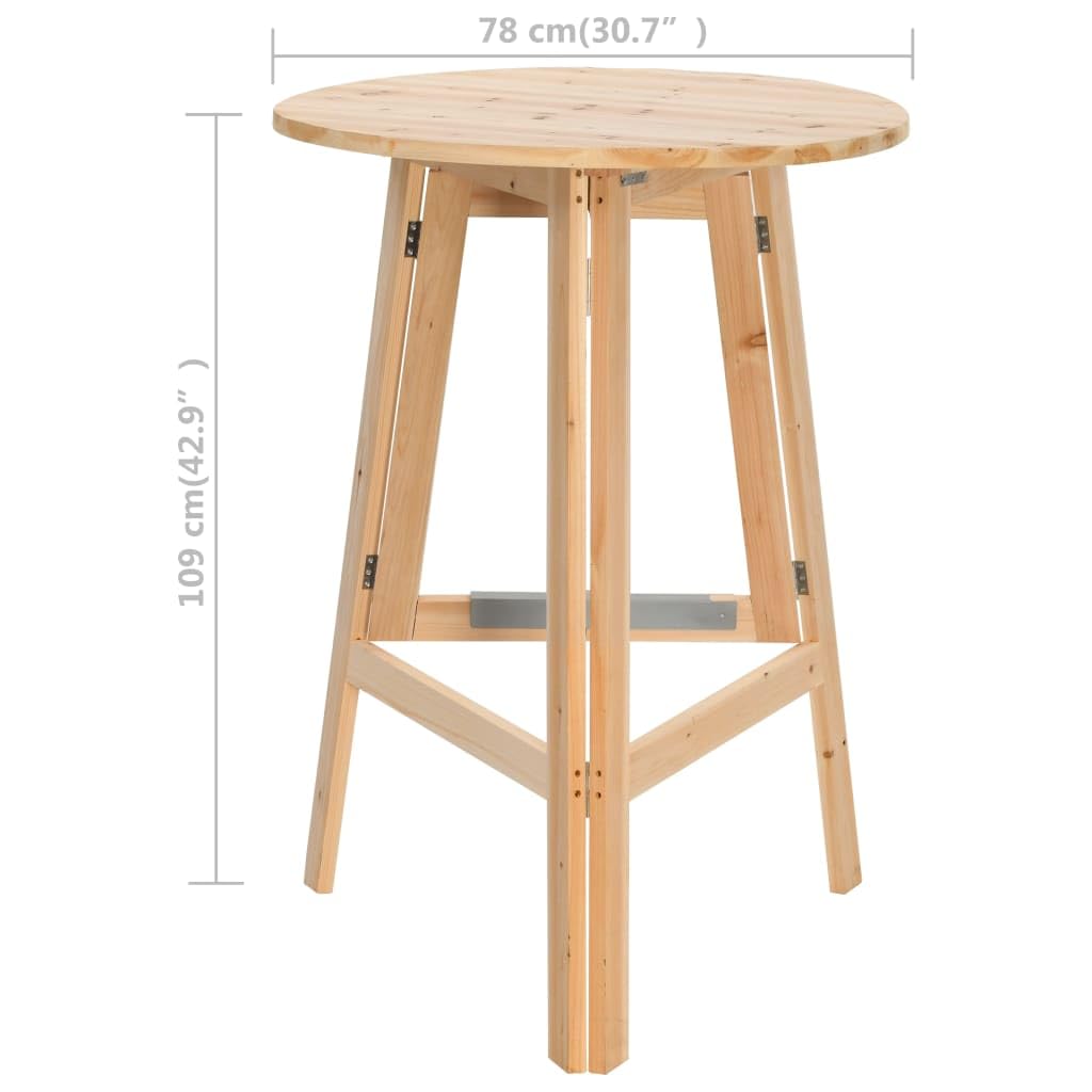 Mesa de bar plegable de madera de abeto, 78 cm de diámetro, plegable para ahorrar espacio, mesa alta estable para jardín, balcón, terraza, uso interior y exterior