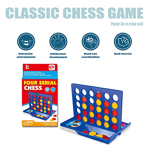 Four in a Row, Saijer 4 in a Line Game Line Up 4 Game Mini Board Games Connect Classic Connect Board Game Snake Chess Ludo International Chess Travel Games(4 Sets) - Image 5