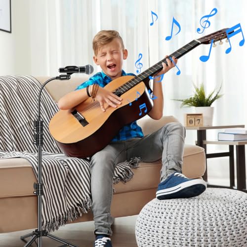 Mic Stand Boom Microphone Stands Tripod Gooseneck Mic Arm Stand Height Adjustable 3'- 6' with Mic Clips and 3/8" - 5/8" Adapter Microphone stand for Singing Performance Wedding Stage and Mic Mount