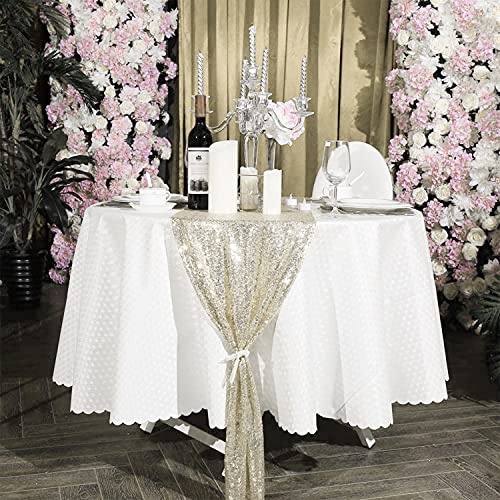 Champagne Sequin Table Runner 12" X 108" Pack Of 12 Sequin Table Cloth Runner Glitter Table Runner For Party Decor Glitter Party Supplies Fabric For Baby Shower Event Table Decor #TOP3