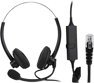 Telephone Headset Landline Phone Corded Headset RJ11 Office Headphone with Noise Cancelling Microphone for Call Center Customer Service