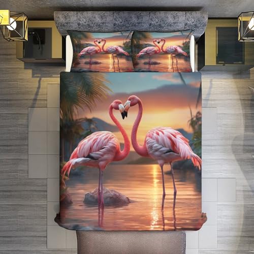 Housse de couette flamant rose microfibre king de qualité supérieure - 5