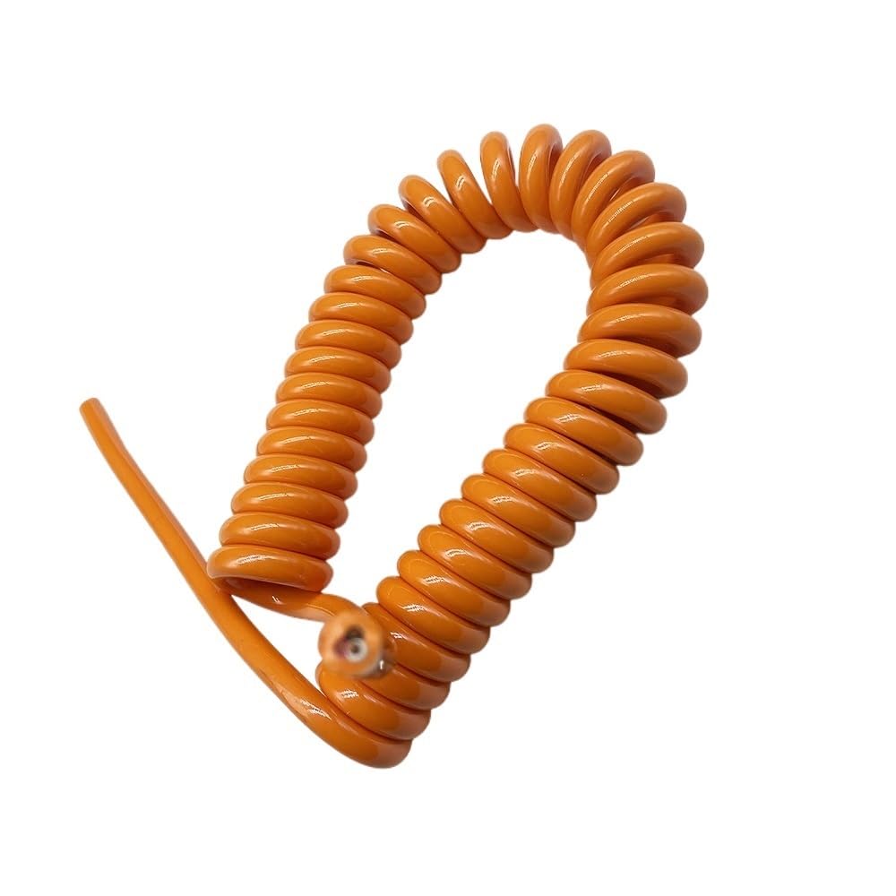 Cavi a Molla per telefoni, Cavo di prolunga a Spirale telescopico a 3 conduttori for Esterni, con Anima in Rame Puro Quadrato da 1 mm, Cavo Alimentazione Arancione, Filo a Molla