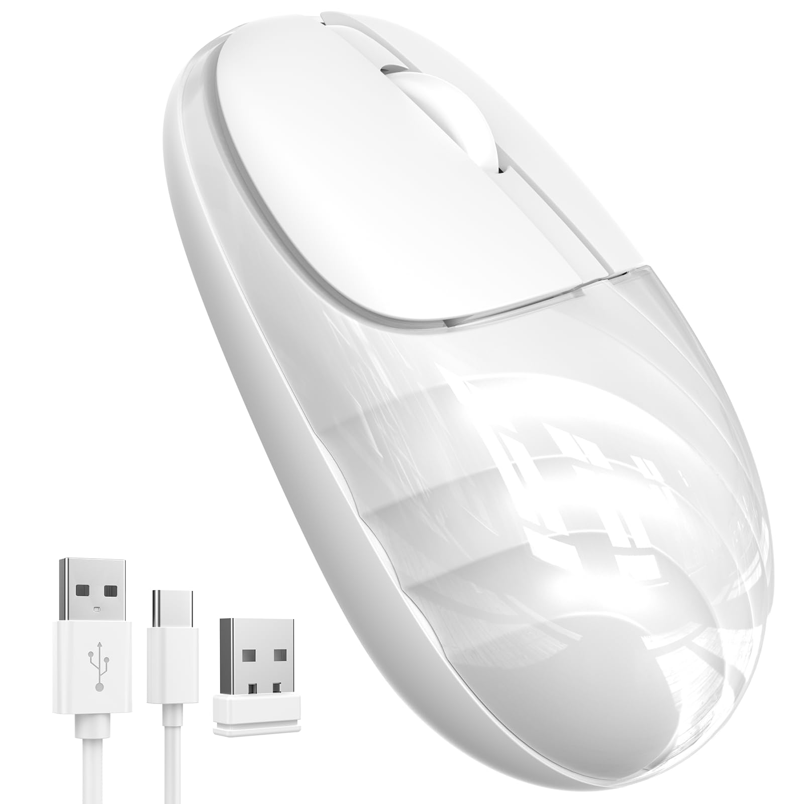 EDJO Silent Wireless Bluetooth Mouse for iPad Rechargeable Multi-Device Portable Computer Mouse with Cute Water Ripple for Laptop