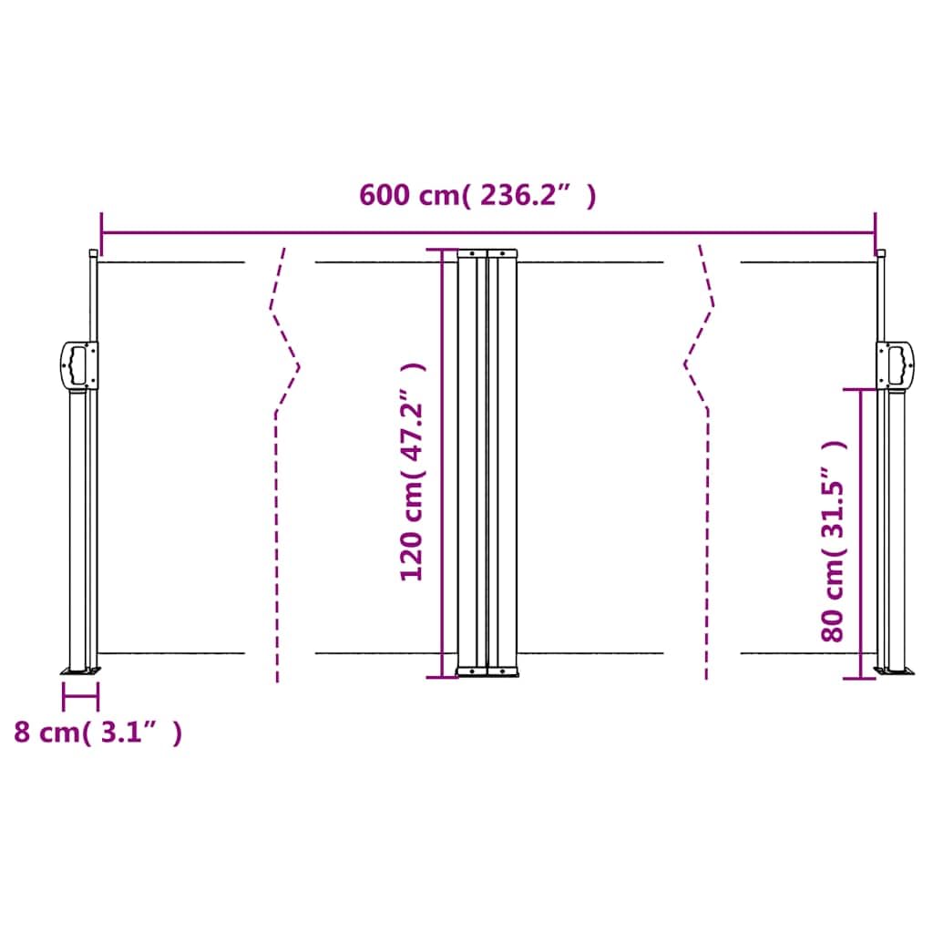 vidaXL Tenda da Sole Laterale Retrattile Bianco 120x600 cm