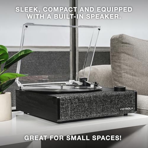 Image of Victrola Eastwood II - Bluetooth Record Player with Speakers - Walnut | Vintage wood record player, built-in speakers, 3-speed turntable, VINYLSTREAM Bluetooth out and in, Audio-Technica cartridge