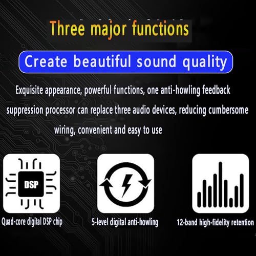 Supresor profesional de retroalimentación, 6 entradas y 6 salidas, desplazamiento digital de frecuencia antiultrasonido, nivel 5 contra silbidos y 12 segmentos de retención de alta fidelidad, para fiestas miniatura 2