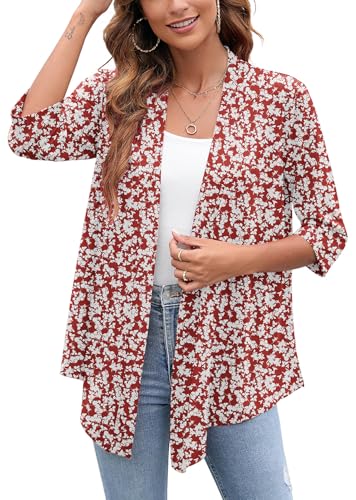 Image of Heymoments Women's Lightweight Open Front Cardigans 3 /4 Sleeve Casual Soft Drape Fall Cardigan S-2XL
