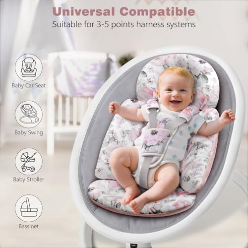 Image of Infant Car Seat Insert, 2-in-1 Reversible Baby Car Seat Head Support with 3 Strap Covers, Breathable Soft Newborn Car Seat Insert and Baby Carseat Cushion for Stroller, Swing, Rocker, Bassinets