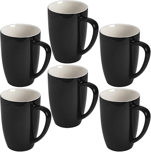 Miniatura 15 de homEdge Juego de tazas de porcelana, taza de 16 onzas para té, latte, moca, chocolate caliente, juego de 6, color blanco Blanco,Color