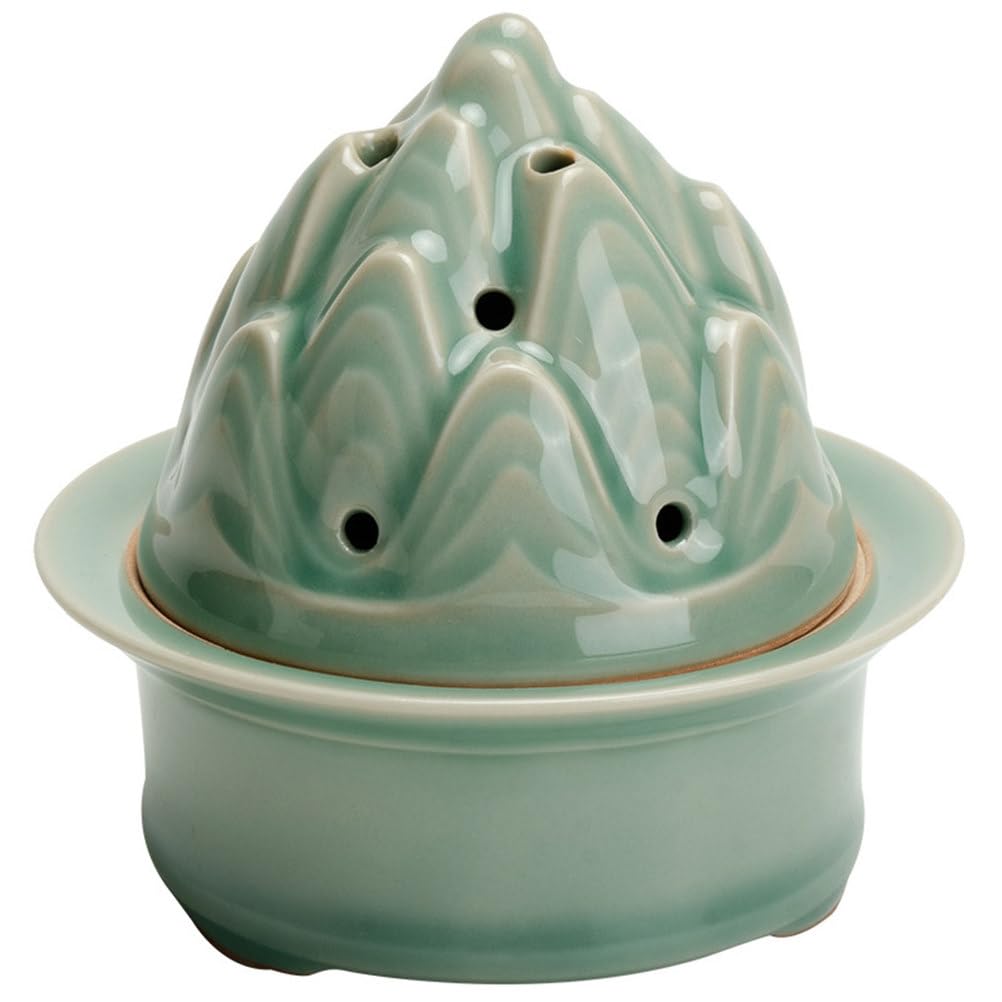 Símbolo de montaña de cerámica Soporte de Incienso Tazón ardiente de Manchas Hechas a Mano Quemador de Boshan Chino para Feng Shui & Meditation, decoración de la habitación,A