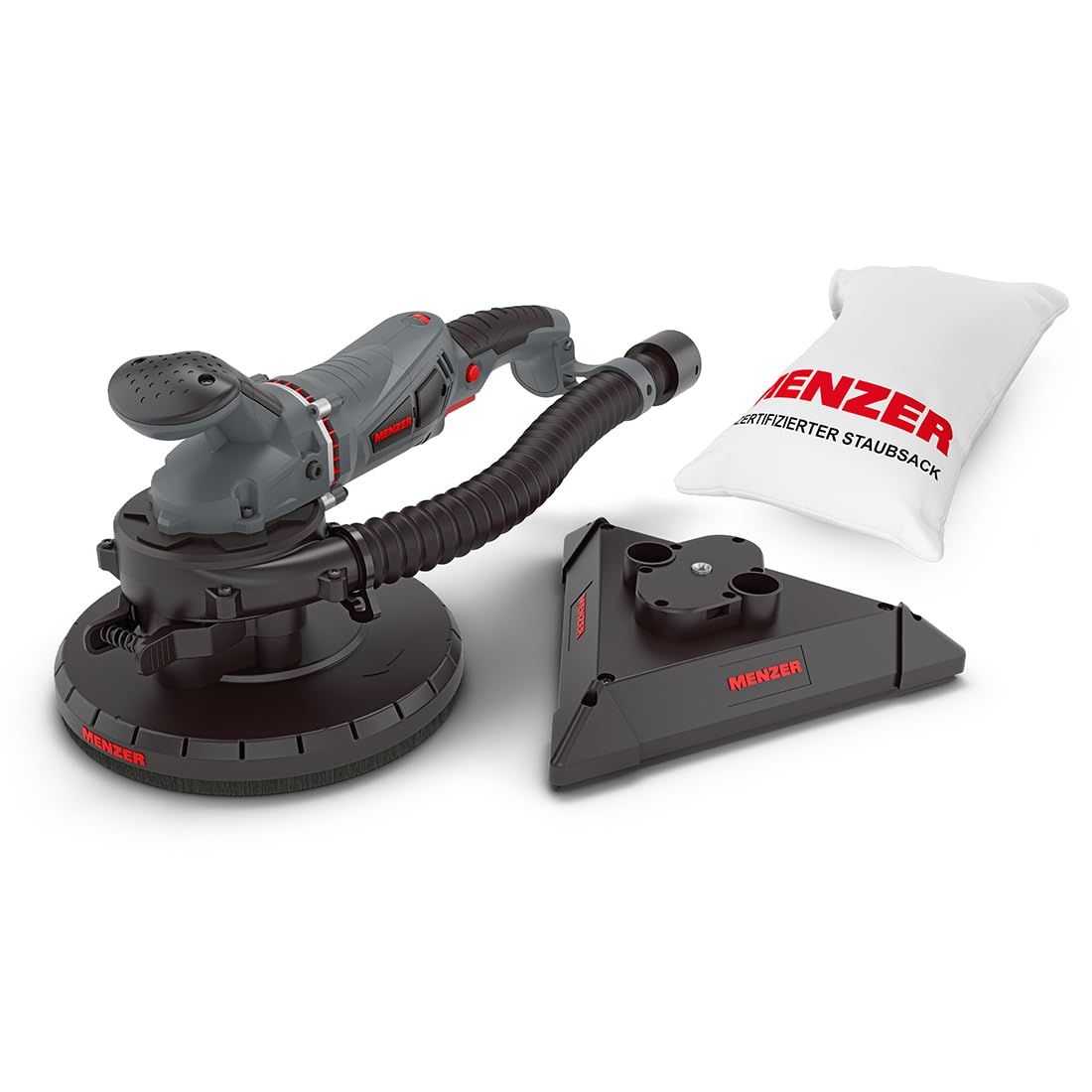 MENZER Levigatrice per Muri TSW 225 AV con Filtro Cambio Testa e Aspirazione Integrata incl. Set di Abrasivi