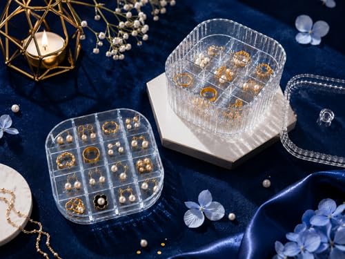 Image of Xmart India Acrylic Jewellery Organizer Box with Lid, Transparent Storage Case for Earrings, Rings, Necklaces, Bracelets and Makeup Accessories for Women and Girls (3 Layer)