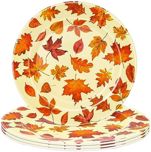 C.R. Gibson Reusable Fall Plastic Plates – Set Of 4 Thanksgiving Dinner Plates With Autumn Designs, 9 Inch - View #2