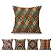 JWEK Set di 5 Cuscini Etnici Geometrici africani Geometrici Set di Decorazioni per la casa in Cotone e Lino Divano Cuscino Pad Federa 45x45 cm