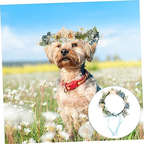 Yardwe Verstellbares Blumen-Hundehalsband Hochzeit Künstlicher Blumenkranz Für Hunde Und Katzen Leichtes Haustierhalsband Für Hochzeitsfeiern Fotos Und Partys