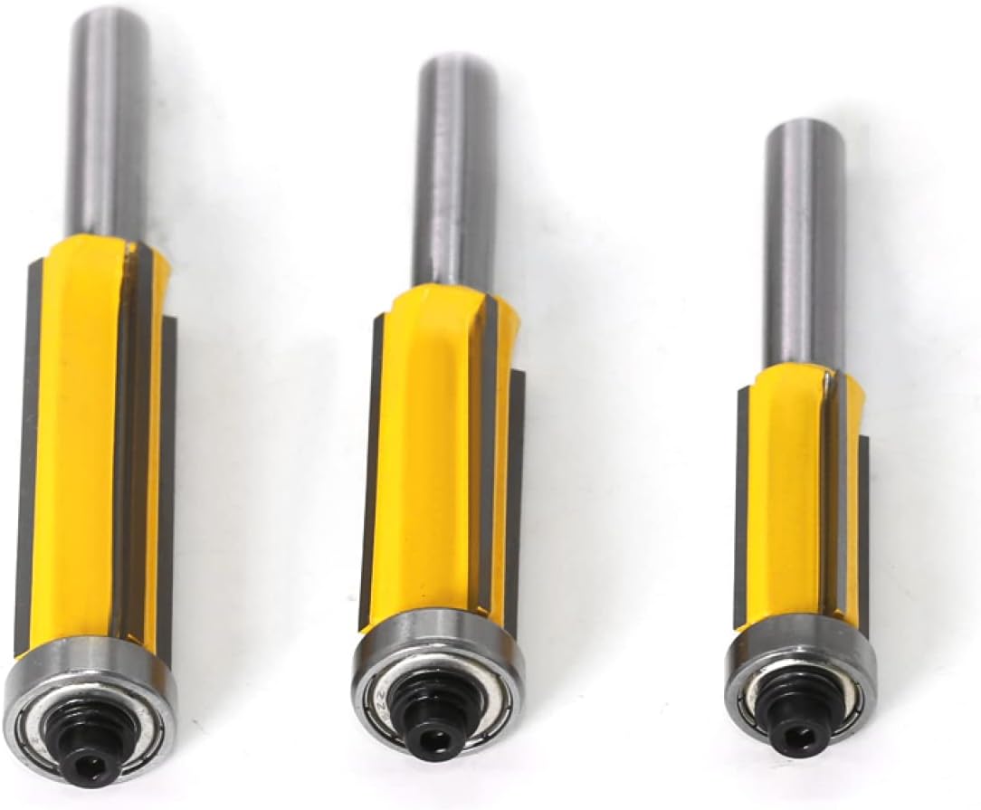 Drill Bit 8mm Flush Trim bit Z4 Pattern Router Bit Top & Bottom Bearing Bits Milling Cutter,3PCS