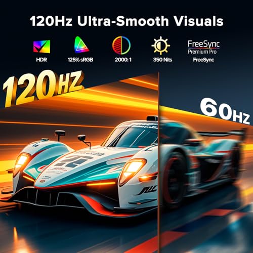 Image of Portable Monitor 18.5'' 120Hz Gaming Monitor, 125%sRGB | 2000:1 | HDR| FreeSync Travel Monitor for Laptop Mac-Book PC, Built-in Stand & Speakers, VESA, USB HDMI Large Second Screen for Game Office