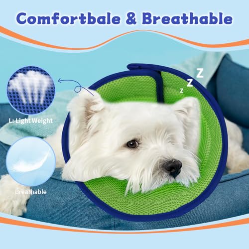 Image of Soft Dog Cone Collar After Surgery Alternative for Dogs to Stop Licking, Comfort Collars for Large /Medium /Small Pet /Cat, Comfortable Elizabethan Neuter Recovery E Cones of Shame Neck & Head Ecollars