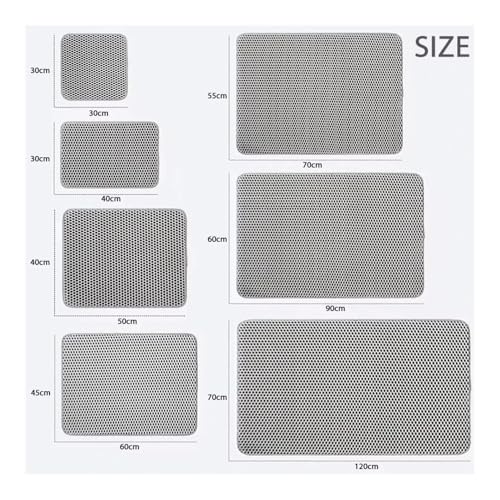 Tapis de litière double couche pour chat bac à sable bleu 55x75cm