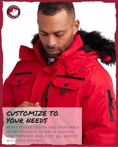 Image of CANADA WEATHER GEAR Mens Winter Parka Jacket - Heavyweight Water & Wind Resistant Insulated Ski Jacket Puffer Coat Outerwear